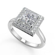 Lillianna Micro Pave Halo Princess Cut Diamond Engagement Ring - Nivetta